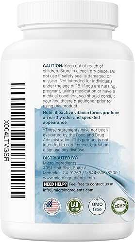 Miniatura 8 de Micro Ingredients Complejo B metilado puro, 240 cápsulas  Fórmula 11 en 1 con B12, tiamina, folato, inositol, colina y vitamina C  Apoya la energía,