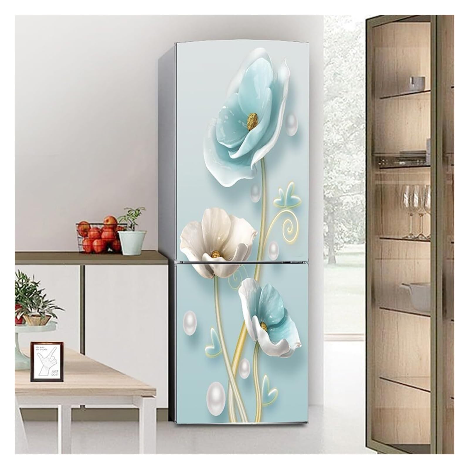 GDHKDDFL Minimalist, luxury-inspired fridge decals, Fridge Sticker Full Covering Door Covers Skins Wall Stickers for Kitchen Decal(S: 60x150 cm)