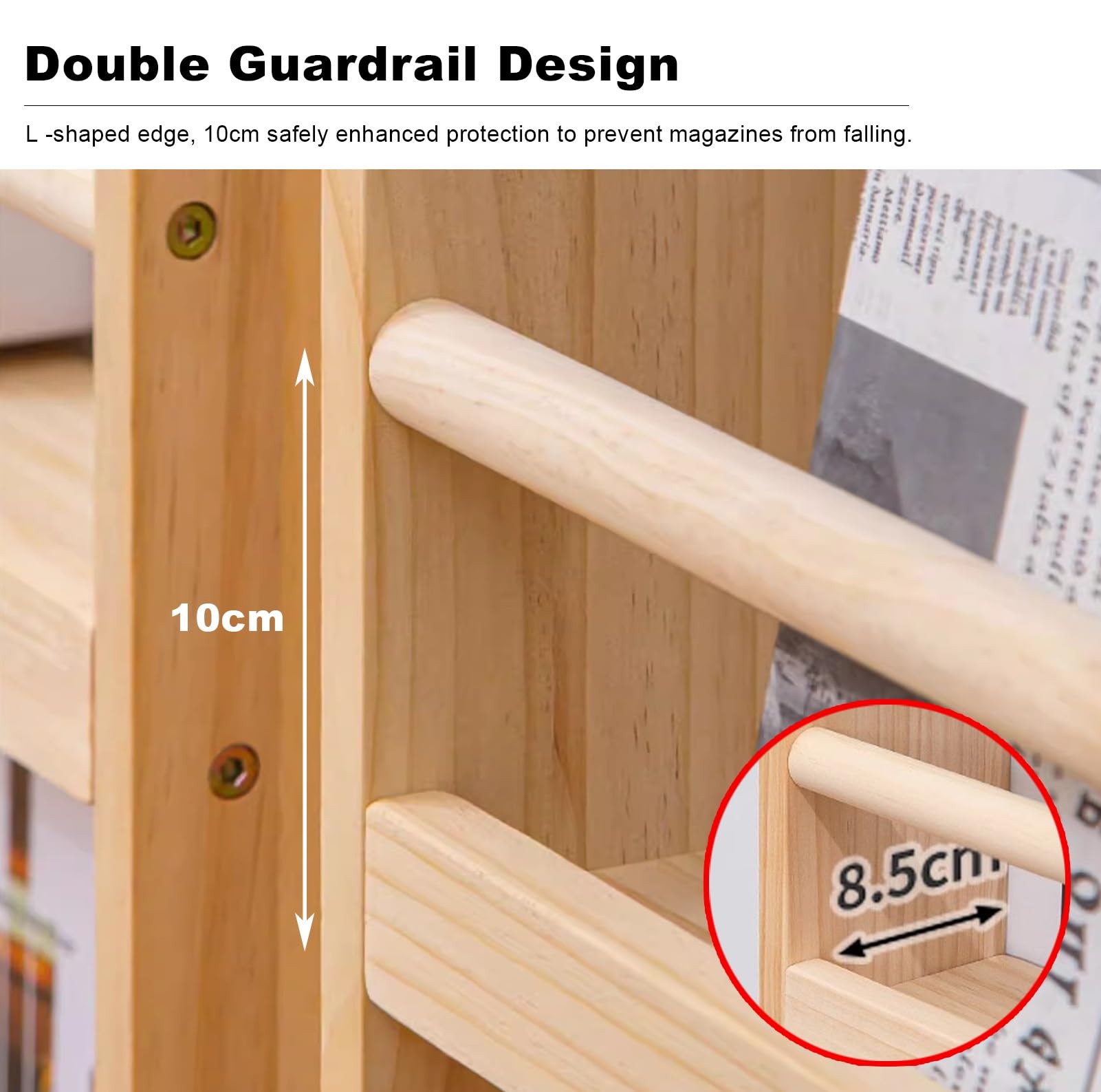Expositor Revistas Titular de Archivos de la Revista de Madera, Organizador de Estanterías para El Piso para Un Espacio Estrecho, Estante de Pantalla de Folletos, Soporte de Revistas de Lectura ( Size