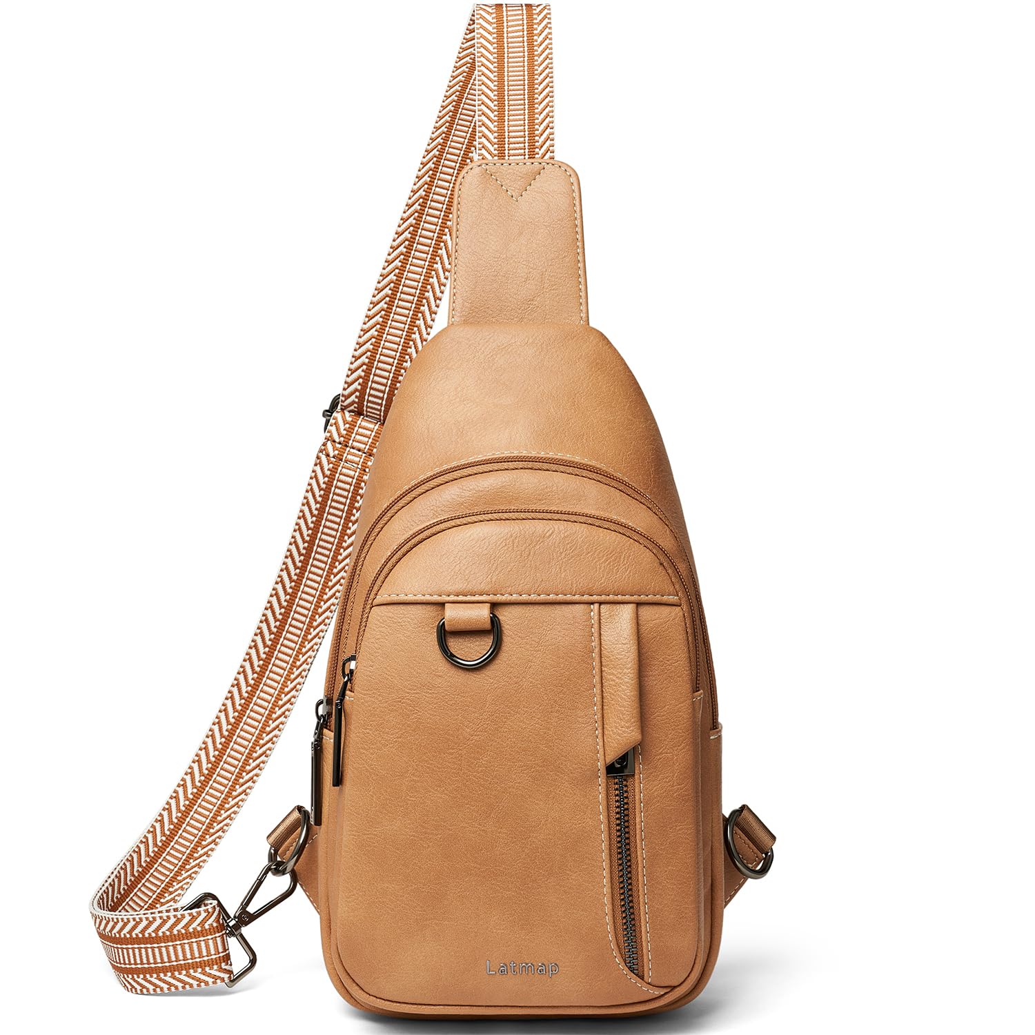 LATMAP 7L Sling Bag for Women Men Leather Small Sling Backpack Daypack Anti Theft Fanny Pack Crossbody Purse Travel