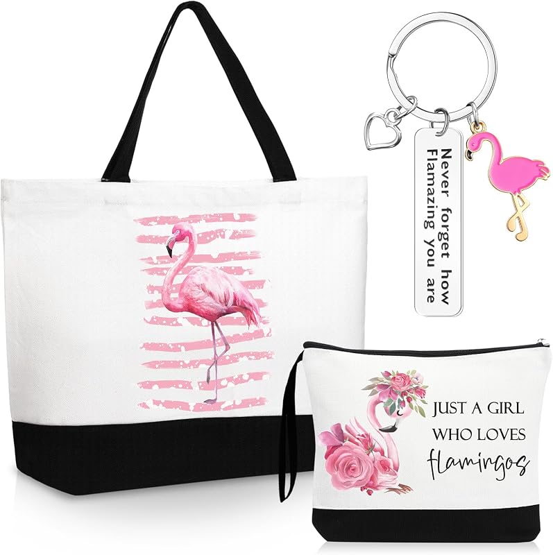 Dansydaisy Conjunto com 3 Bolsas e Chaveiro de Flamingo
