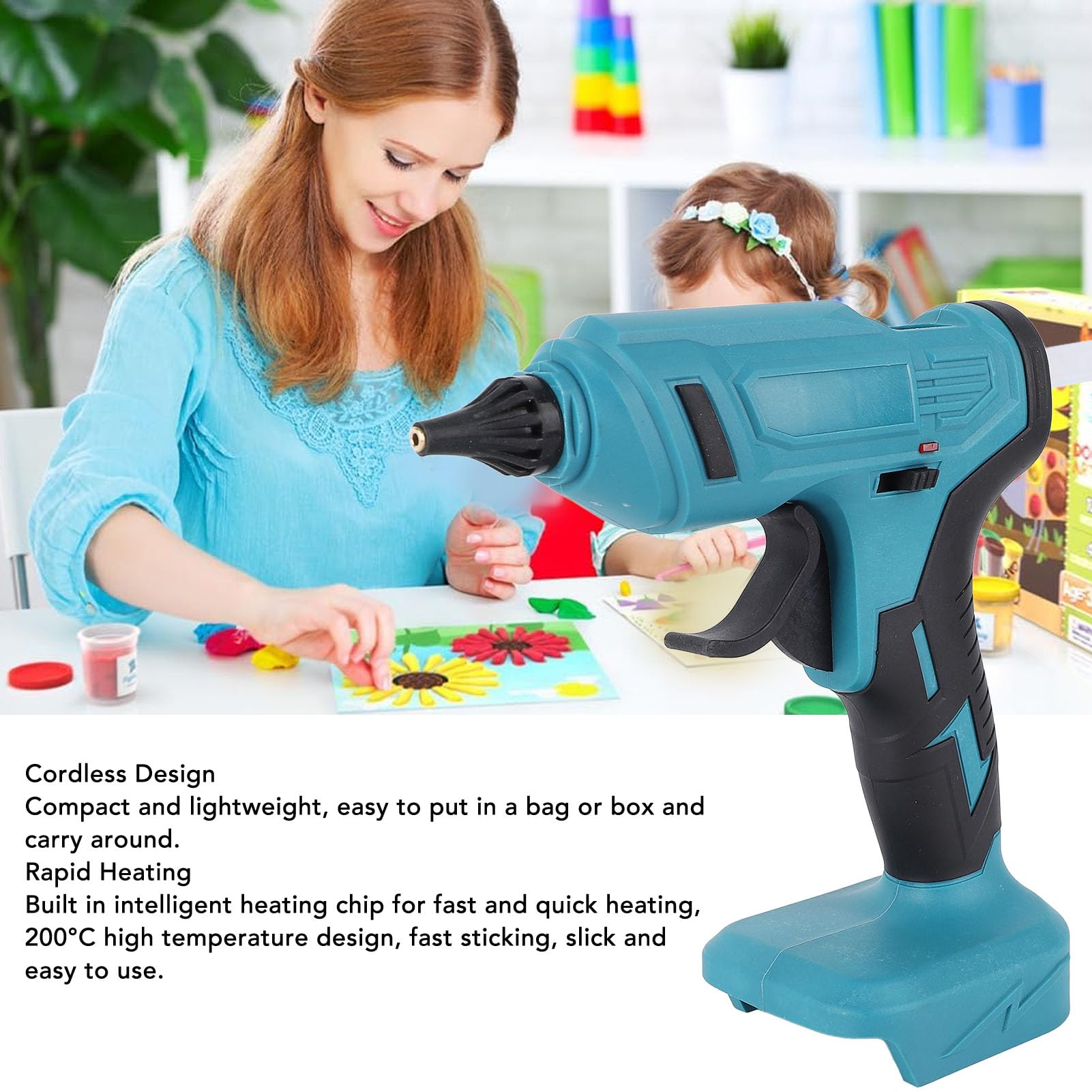 Cordless Hot Glue Gun with Intelligent Heating Chip, Mini Glue Gun for Craft Projects, Compatible with 18V Li Battery
