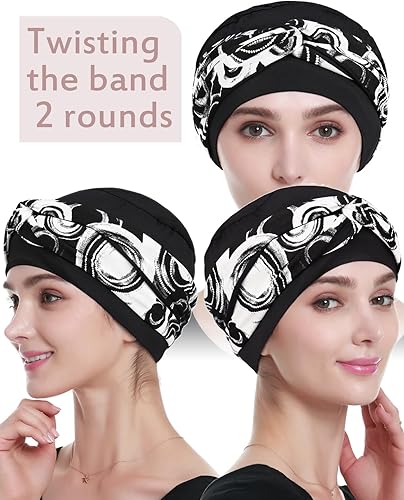 Miniatura 3 de Alnorm Gorro de quimioterapia, sombrero de viscosa para mujer, turbante para la cabeza para mujer