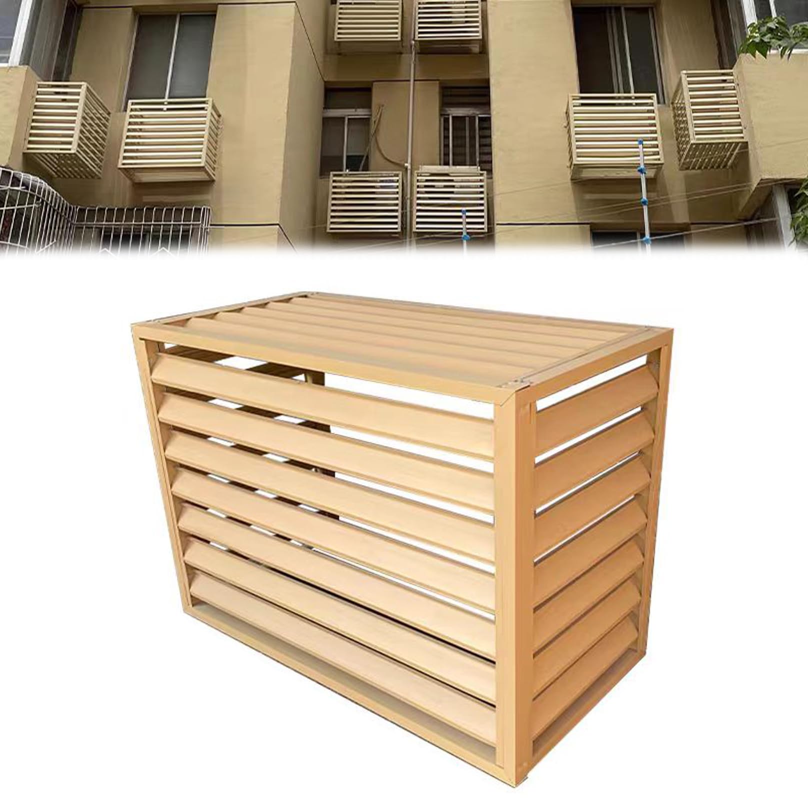 unmjgybc Outdoor Air Conditioner Cover, Outdoor Condenser Protective Cover, Extend the Life of the Air Conditioner, Aluminum Alloy Fence Screen, with 45° Inclined Grille 110×80×60(2~3P)