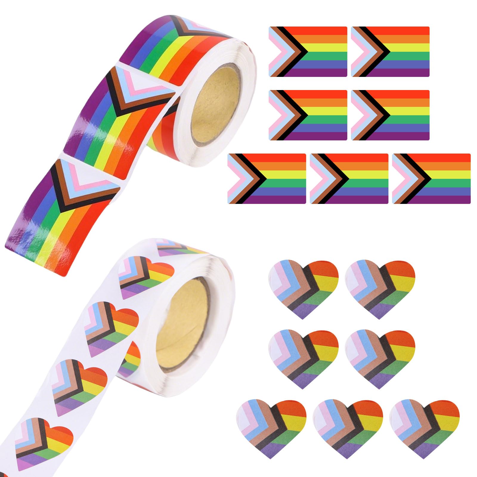 2 Roll 1000Pcs LGBTQ Pride Sticker,Gay Pride Stickers,Rainbow Heart Lesbian Flag Stickers Self Adhesive Decal for LGBTQ Gay Lesbian Bisexual Progress Pride Month Stuff Decorations,Rainbow Stickers