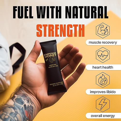 Miniatura 3 de Halal Honey Miel orgánica cruda extra fuerte para hombres con polen de abeja real natural de primera calidad y 100% puro (paquete grande de 24
