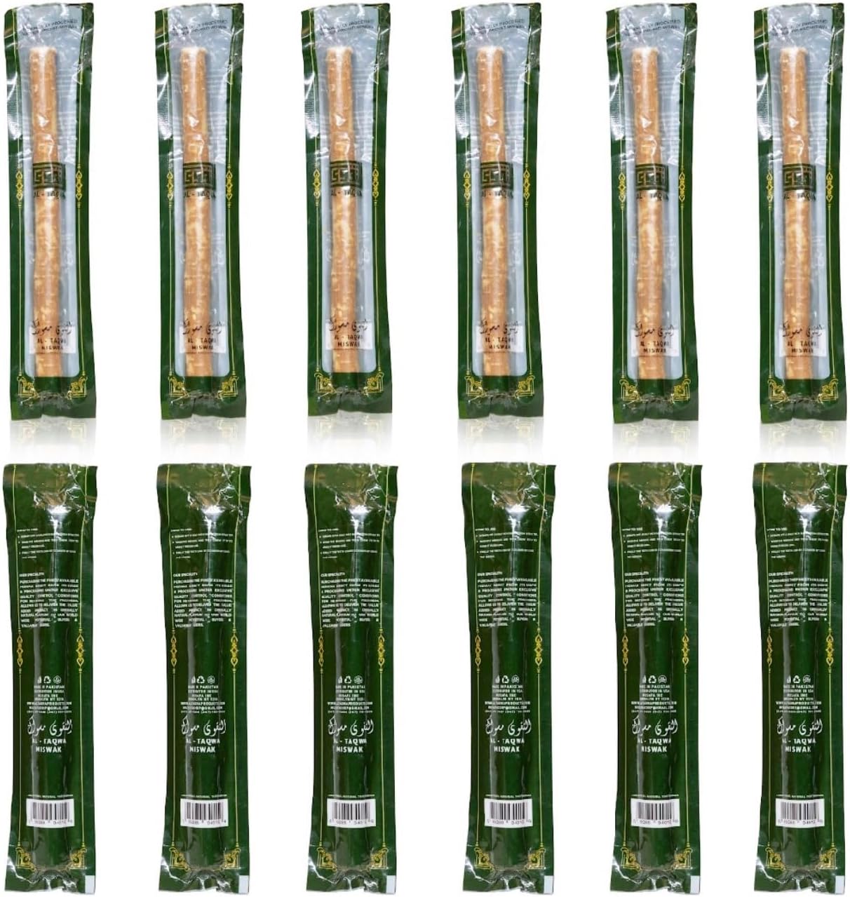 AL-TAQWA Miswak Stick |Miswak Toothbrush, Pack of 12, Natural Toothbrush, Chewable (Meswak)|Siwak Oral Hygiene, Teeth Whitening, Control Bad Breath | Eco-Friendly, Biodegradable, Nitric Oxide