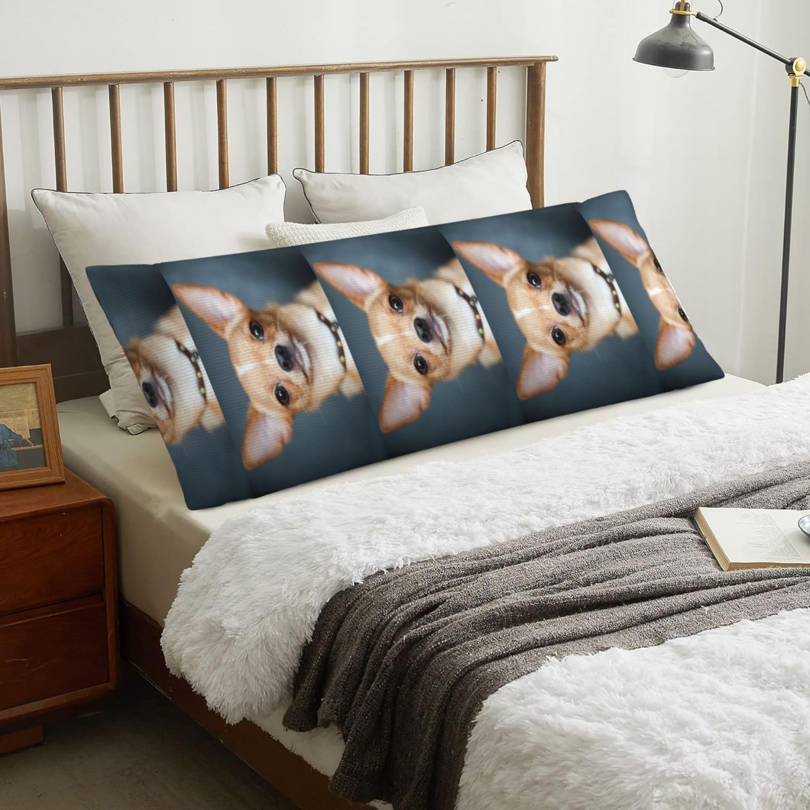 Cute Funny Chihuahua Dog, Body Pillow Cover with Zipper,Long Body Pillowcase 20 x 60 in