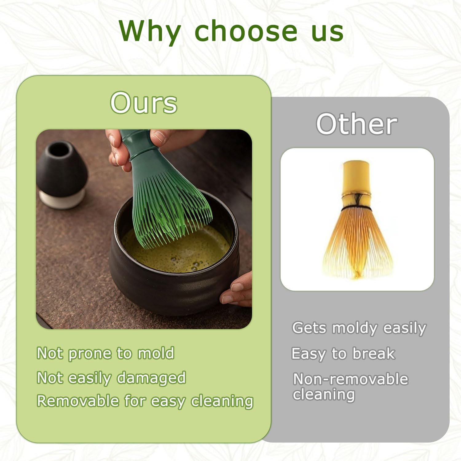 Matcha Whisk, Reusable Resin Matcha Whisk Easy to Clean Stirring Tool for Japanese Matcha Green Tea Ceremony (Green)