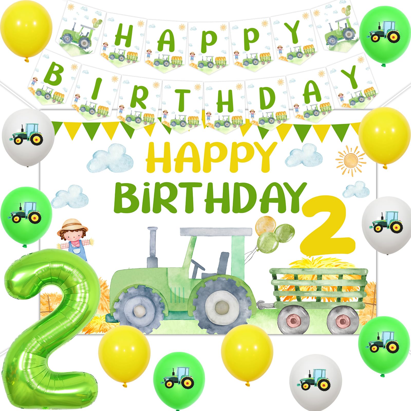 Sfondo Per Compleanno Trattore 2,1x1,5 M – Tema Fattoria Per Bambino – Decorazione Per Festa 1° Compleanno – Panno In Vinile Ad Alta Risoluzione - 4