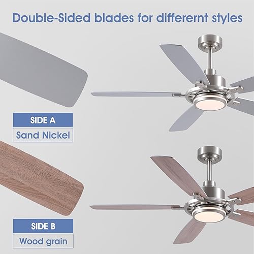 Miniatura 2 de Ventiladores de techo negros de 54 pulgadas con luces y control remoto, modernos ventiladores de techo LED con motor de CC silencioso, regulables