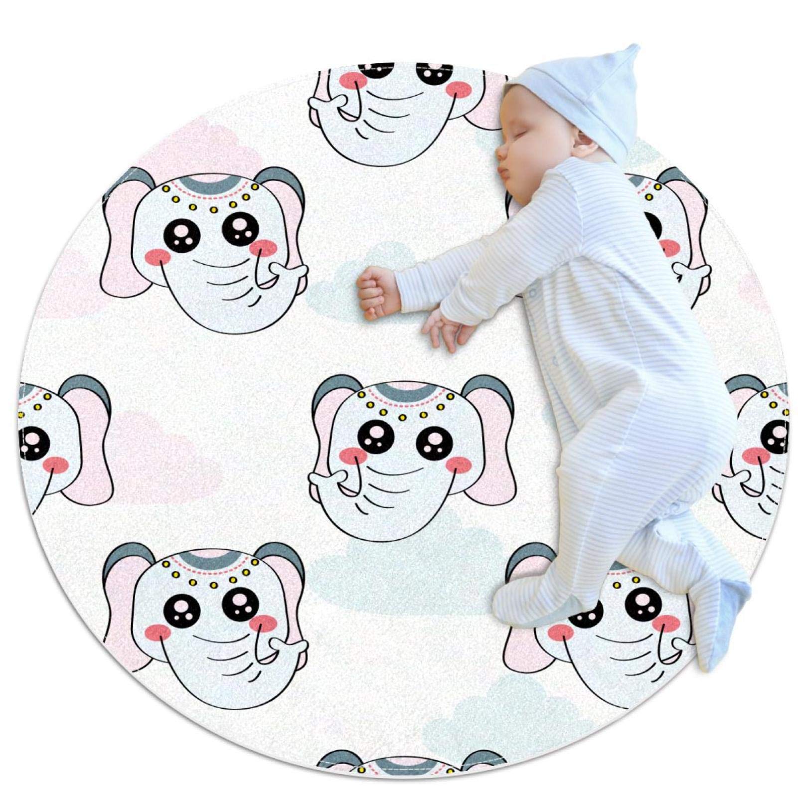 Tapis rond enfant motif éléphant mignon idéal pour un cadeau de naissance