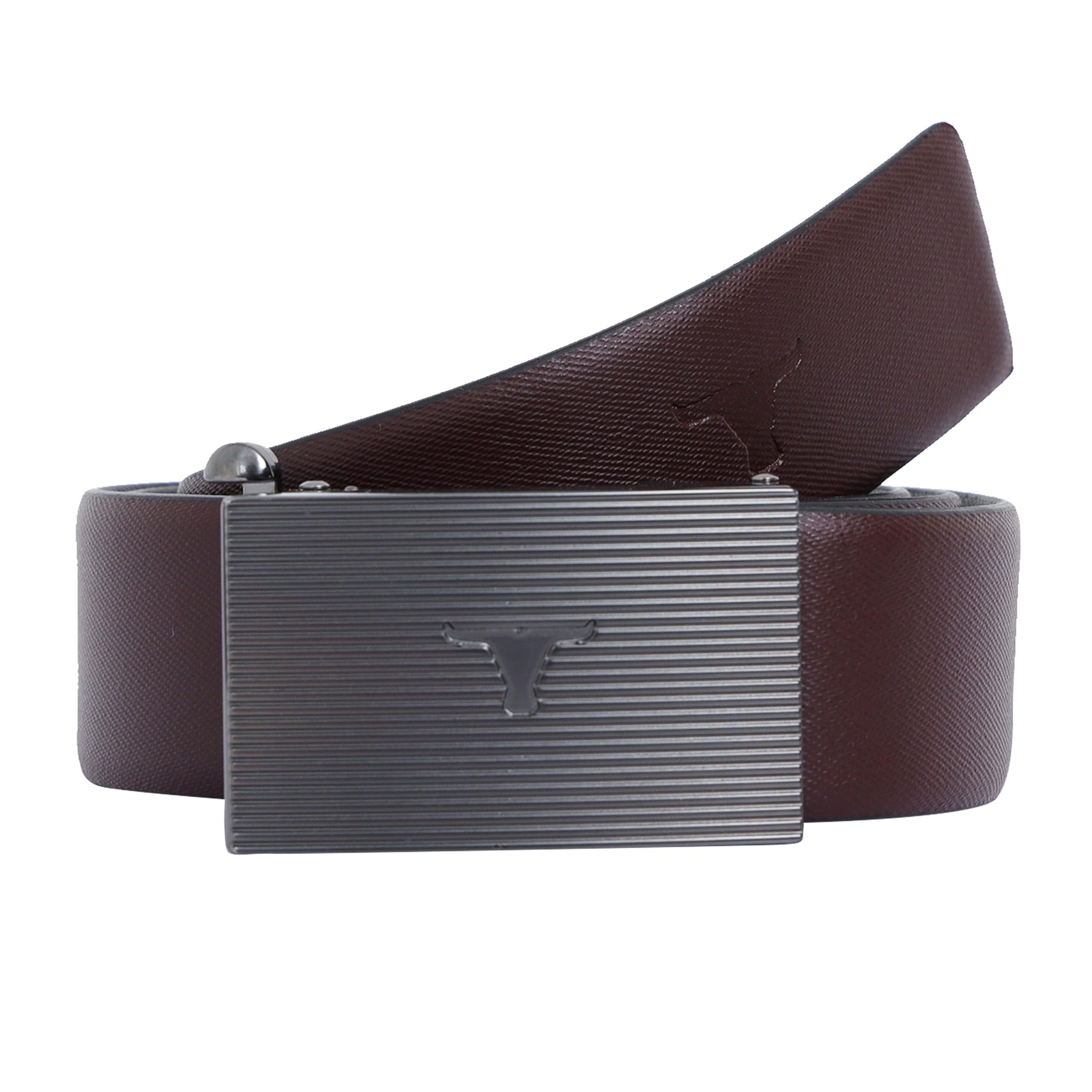bulchee Men's Leather Reversible Belt – Burgundy/Black, Autolock Buckle in Black Gunmetal, Genuine Leather, 35mm Width – Size L (44–46") – BUL2410B-picture-51