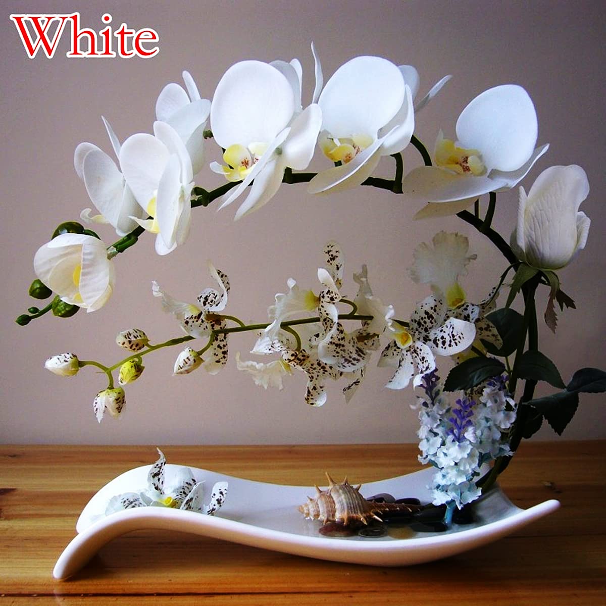 YUANXIN Flores artificiales Phalaenopsis, decoración del hogar, flores artificiales, flores secas, flores de seda, rosas florales (blanco)