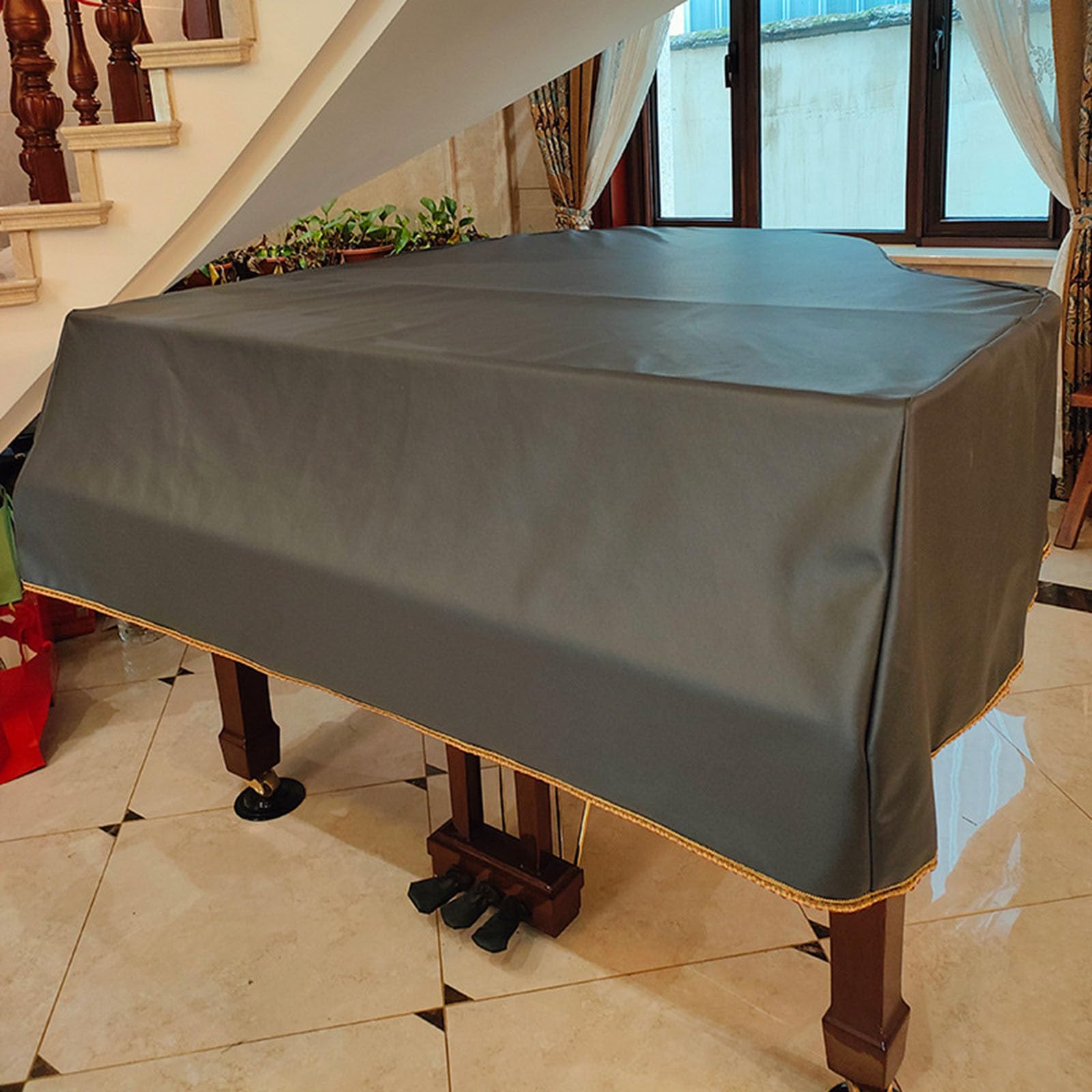 Copertura Antipolvere in Pelle per Pianoforte a Coda, Copertura Universale in Pelle PU, Antipolvere e Impermeabile, Copertura Decorativa per Pianoforte a Coda, Accessori per Strumenti Musica