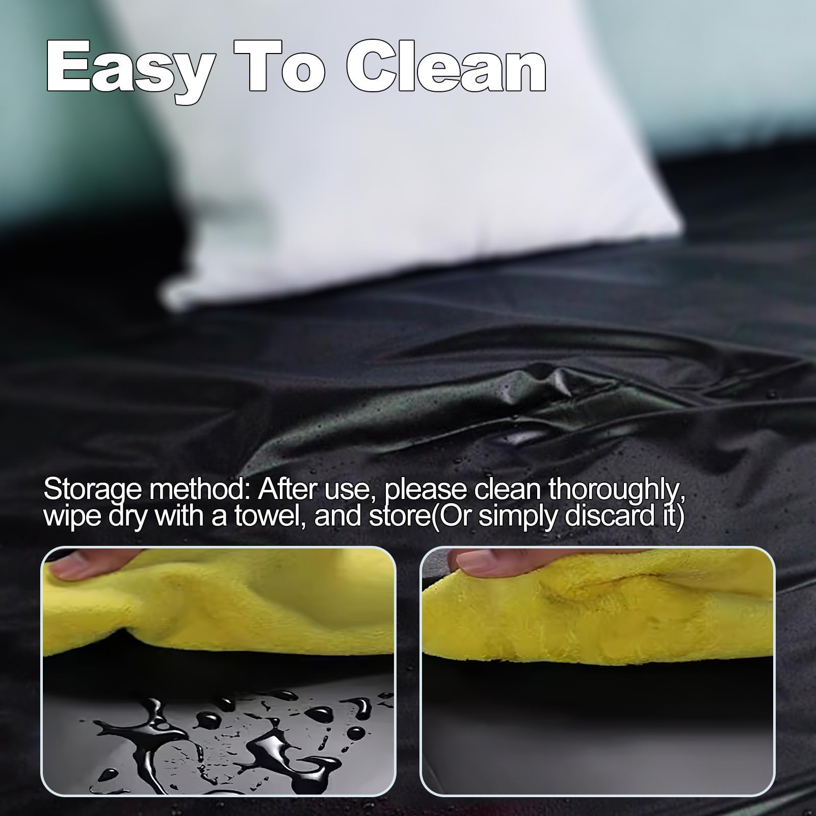 PVC Sheet Pad Waterproof Stain and Mess Oil-Proof Push Massage Spa Bed Sheet Thickened Protective Cover Bedspread Adult Couple for Upholstery Dressmaking Accessories (Black - Image 3