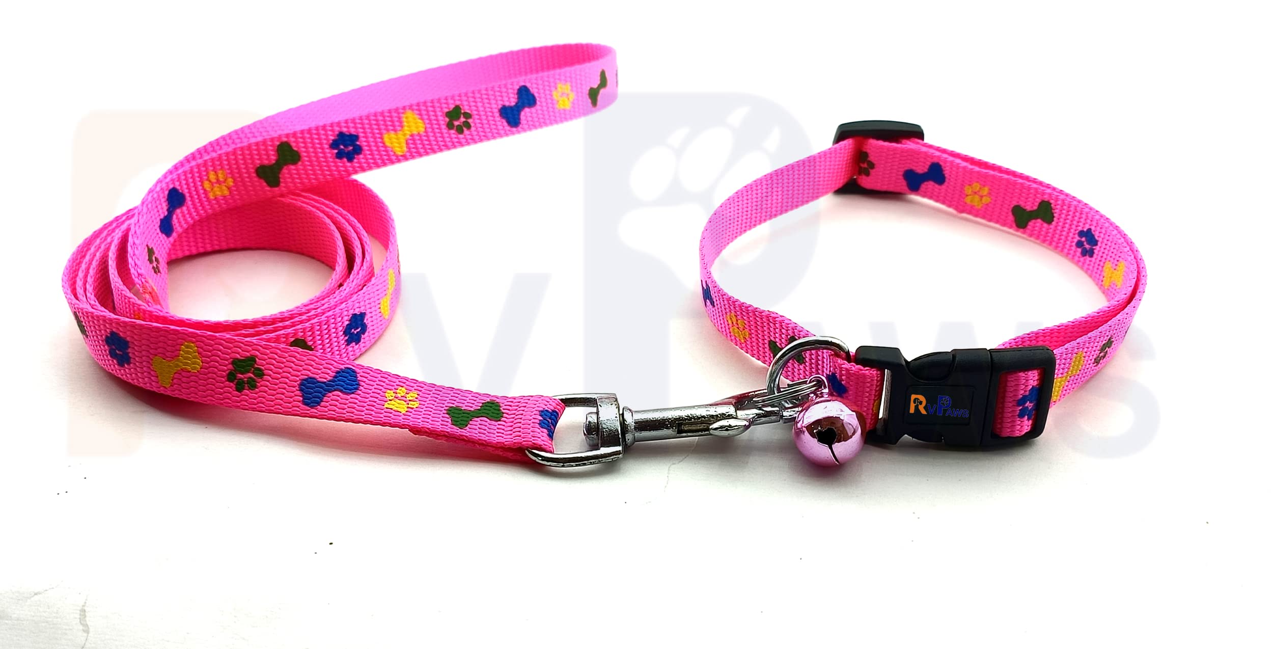 Pups&Pets 15 MM Nylon Collar and Leash Set Puppy Printed with Bell, Adjustable Buckle Collar with Leash Set Ideal for Puppies and Small Dogs (Pink Color) (B0CFLFQ163) Amazon Price History, Amazon Price Tracker
