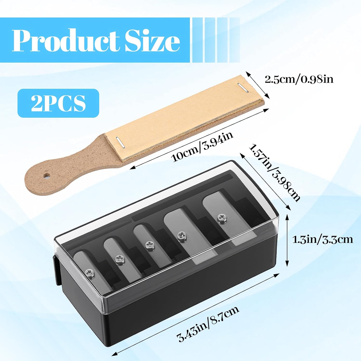 SHENLIU 2 Pcs Eyebrow Pencil Sharpener with Sandpaper - 5 Hole