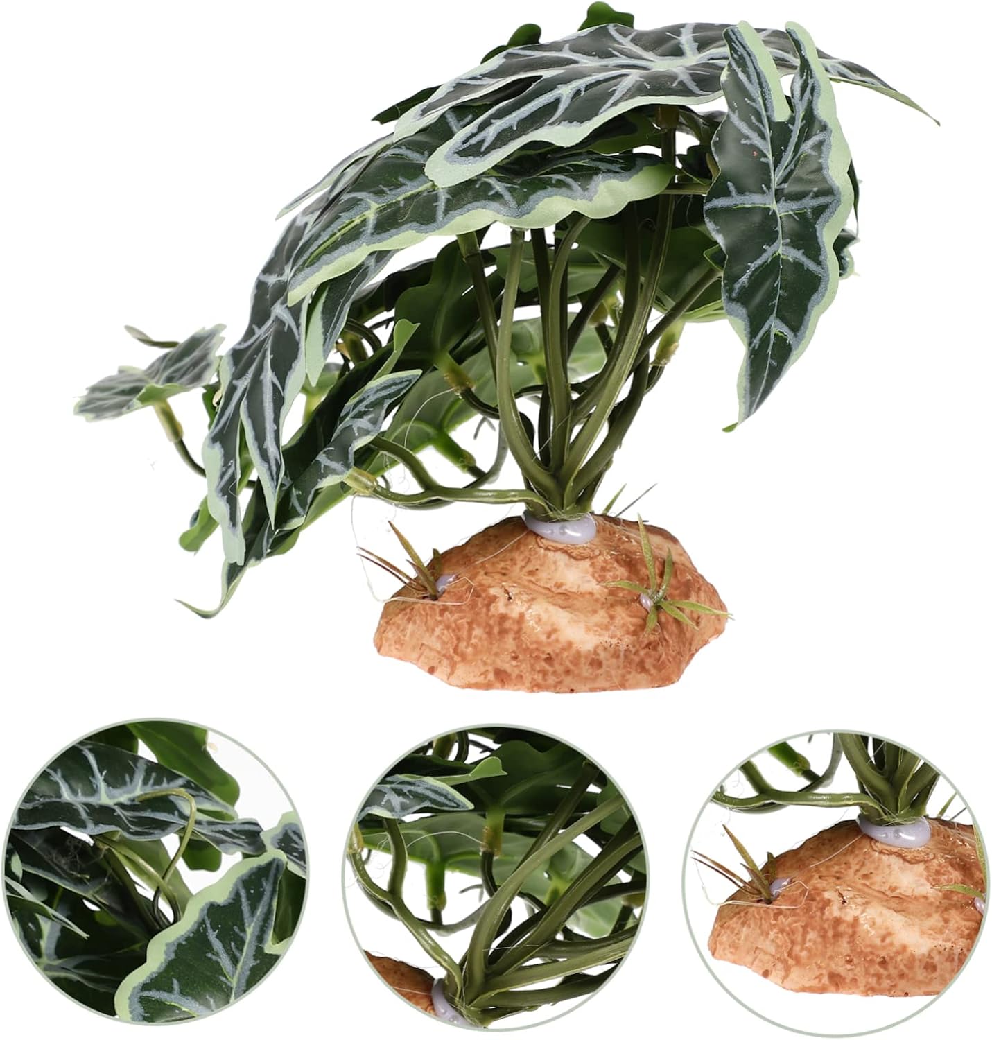 DOITOOL 4pcs Reptile Plant Decor Artificial Terrarium Plant for Reptile Tanks Natural-Looking Foliage for Habitats Aquariums and Home Decoration Pet Environment