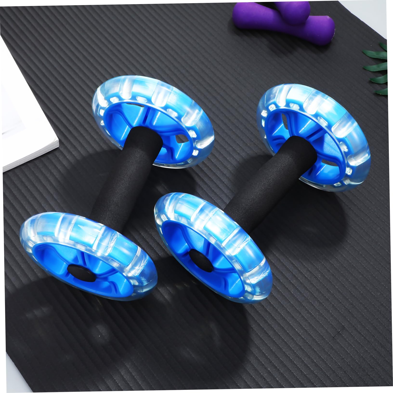 Toyvian Rueda Doble de Abdominales para Fortalecer Músculos, Diseño Ligero Ruedas Duales y Agarres Antideslizantes para Entrenamiento en Casa