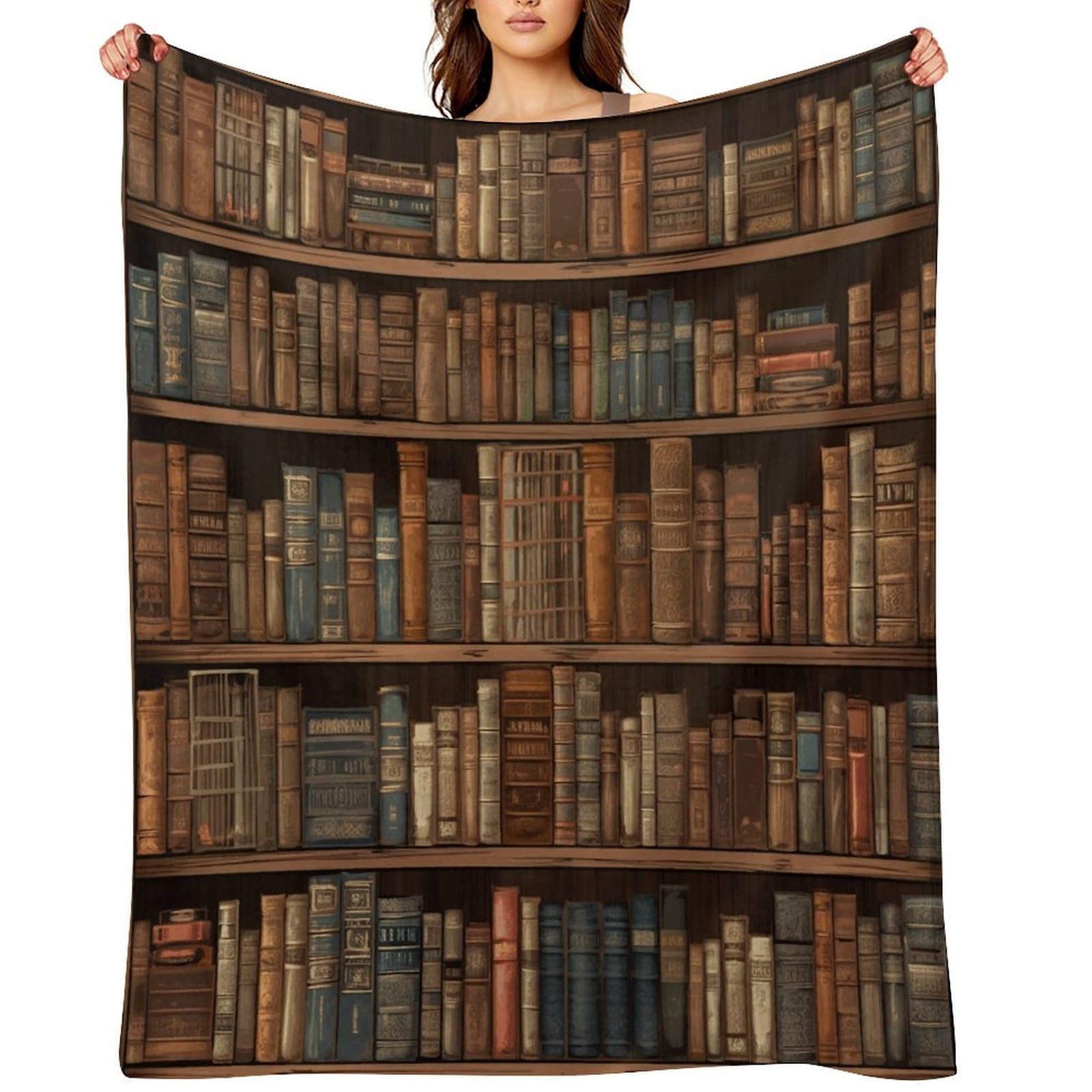 Library Bookshelf Book Throw Blanket for Couch and Bed Super Soft Warm Lightweight Throw Blankets Cozy Fuzzy Flannel Blanket Personalized Decorative Blankets for Sofa Decor 60"x80"