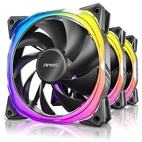 Antec Ventiladores RGB, ventiladores de PC, ventiladores RGB direccionables de 5 V-3 pines, ventilador de 4.724in con controlador, sincronización de
