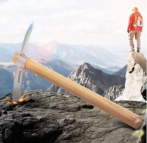 Miniatura 4 de icross-ep Garden Pick Mattock Azada, pico de alta resistencia para trasplante, excavación, plantación, aflojamiento del suelo, camping o prospección