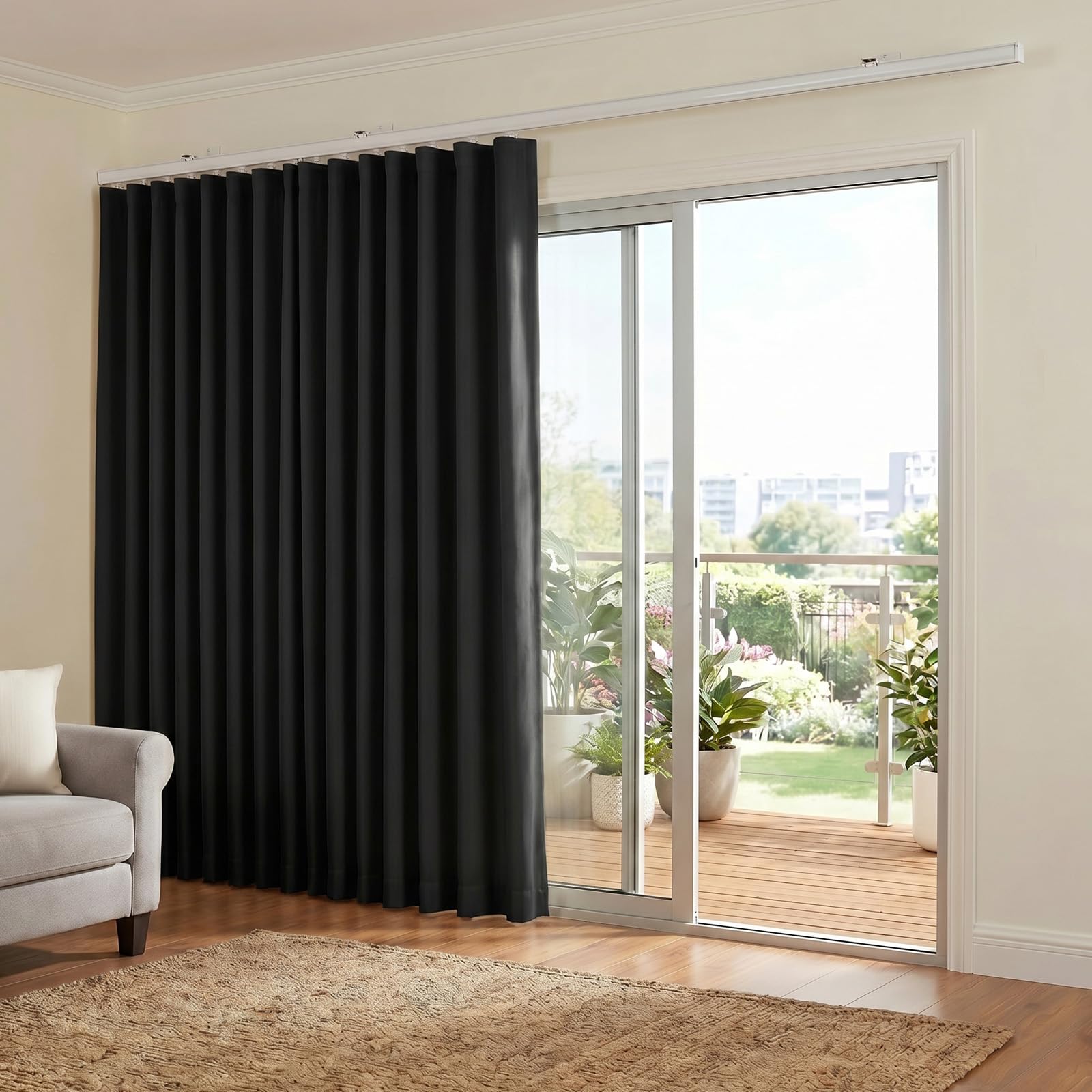hoeflife Cortinas divisoras de habitación, Cortinas Opacas para Techo con Gancho, Cortinas de Suelo a Prueba de Sonido, Montaje en Techo, rieles divisores de Pared para separación de