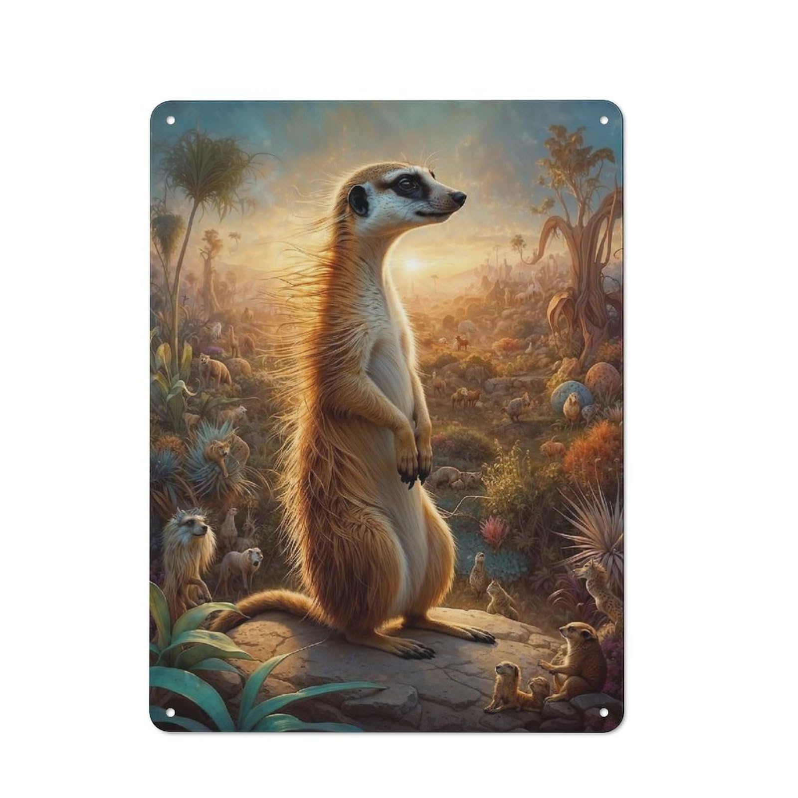 Junmoney Magical Meerkat Safari Vintage Printed Metal Sign 40X30cm For Café Or Home Bar, New Home Wall Decor For Hospitality Decor Collectors