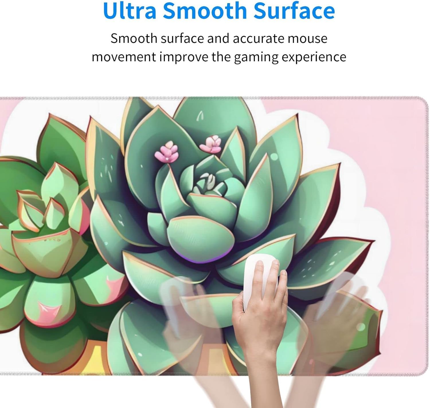 Cartoon Succulents Mouse Pad, Gaming Mouse Pad, Laptop Mouse Pad for Office, Work, Gaming, Home, Etc. (29.5 in. X 15.8 in.)