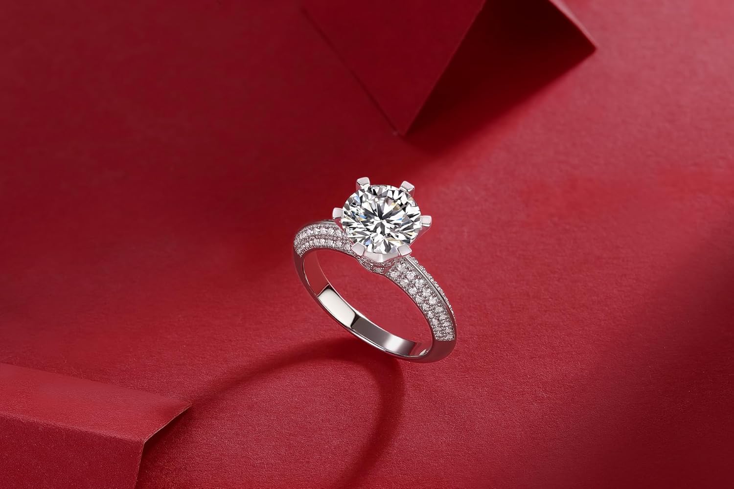 FANCIME Moissanite Engagement Rings for Women Sterling Silver Engagement Ring Moissanite Promise Rings for Her,Wedding Bands Moissanite Rings 1/3/5CT