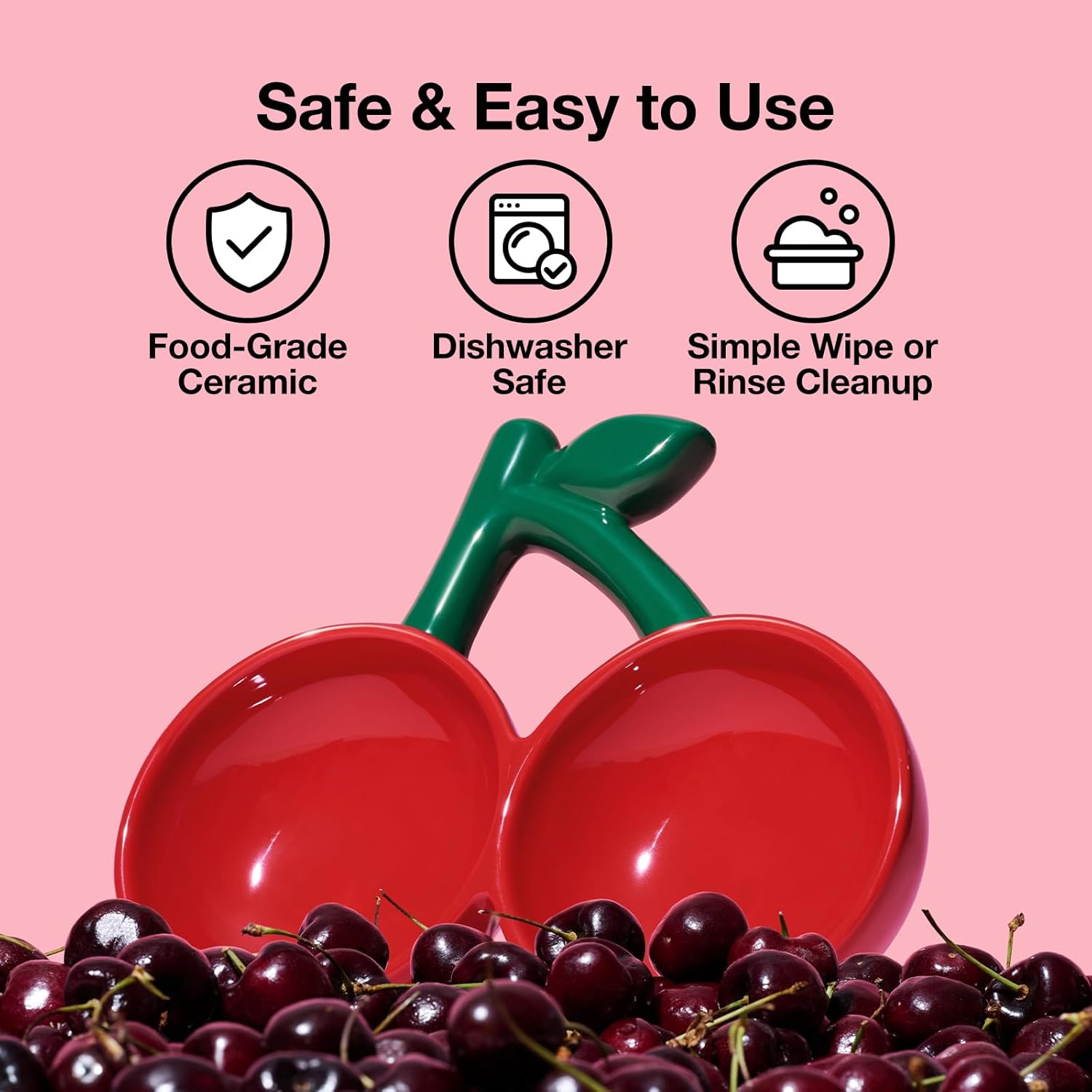 VETRESKA Ceramic Pet Bowl Tilted Design Pet Feeder for Food and Water Anti Vomit Cat Bowls for Indoor Cats Cute Cherry Cat Bowl Dishwasher Safe - Image 4