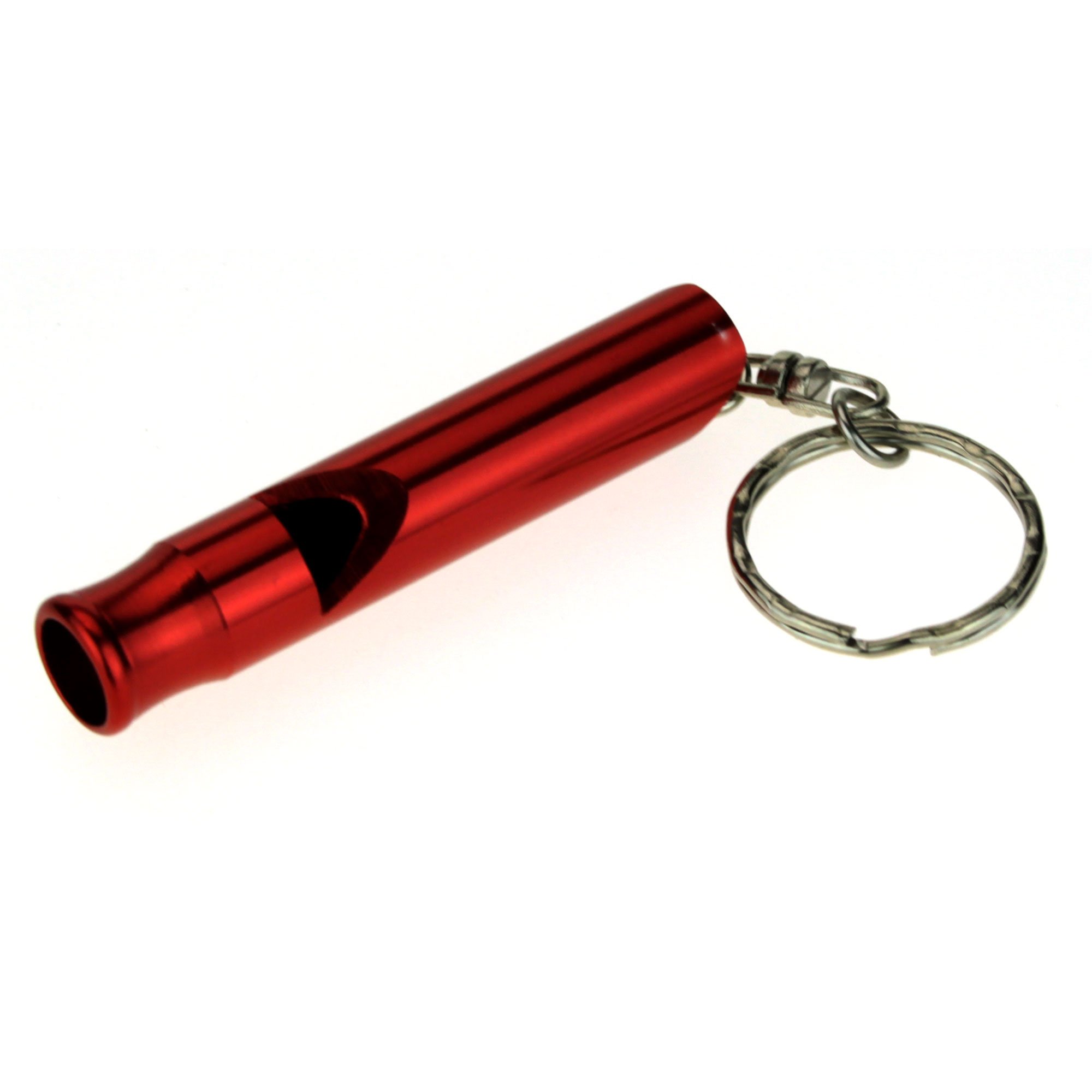 Simple Minimal Metal Anodized Aluminum Pipe Whistle Keychain Red