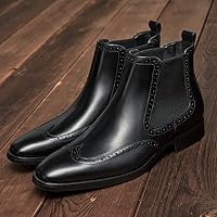 Vista 2 de FRASOICUS Botas Chelsea para hombre, botas de vestir de cuero genuino para hombre