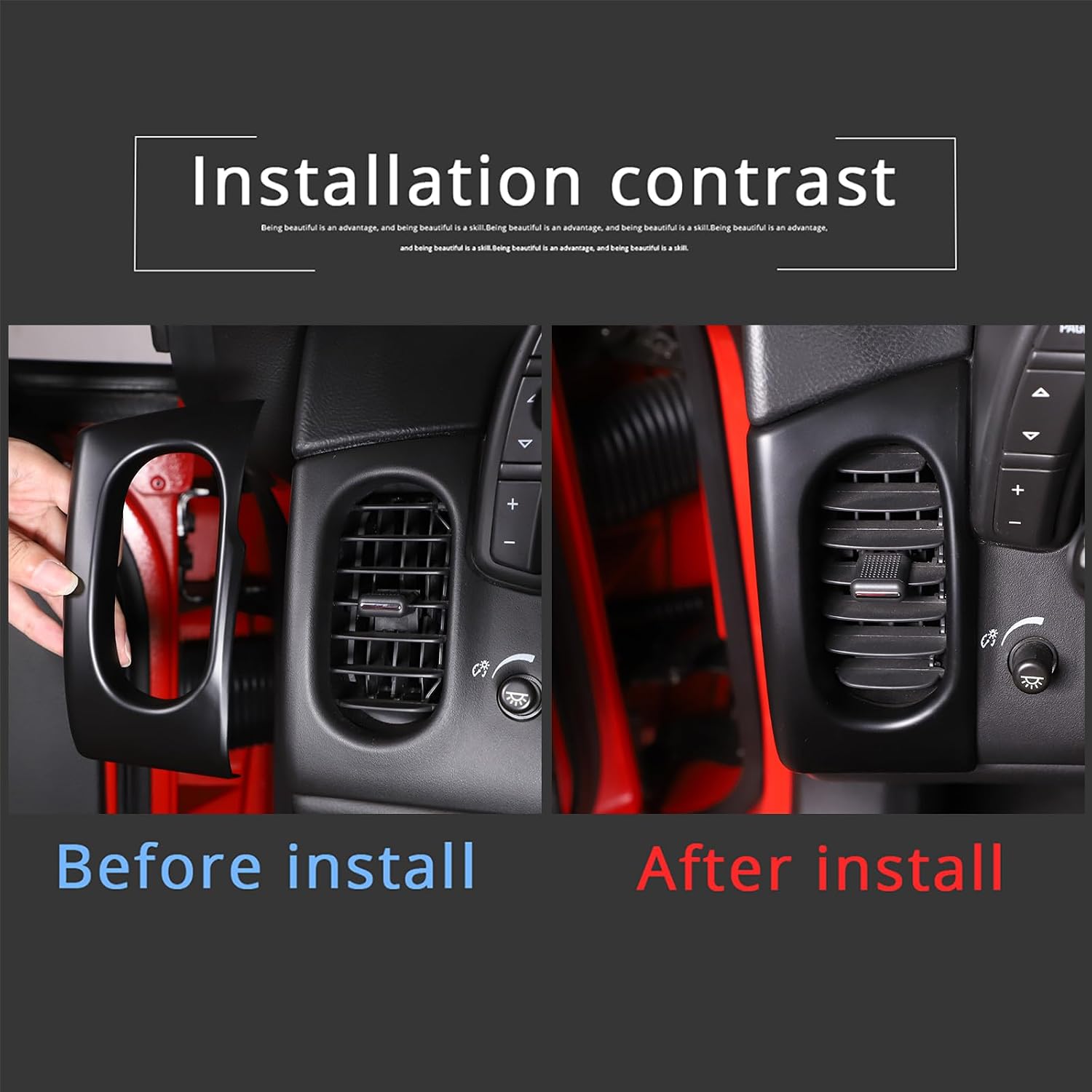 PIUGILH Car Air Outlet Vent Cover for C6 Corvette 2005-2013 Interior Accessories, Dashboard Side Air Vent Cover Trim Frame, 2Pcs