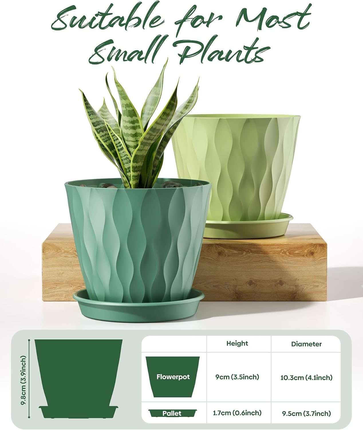 6 Pack Plant Pots with Drainage Holes, 4 Inch Plastic Indoor Flower Pots, Succulent Pots for Orchids, Violets, Succulents, Herbs, and Other Small Plant, Gray image 5