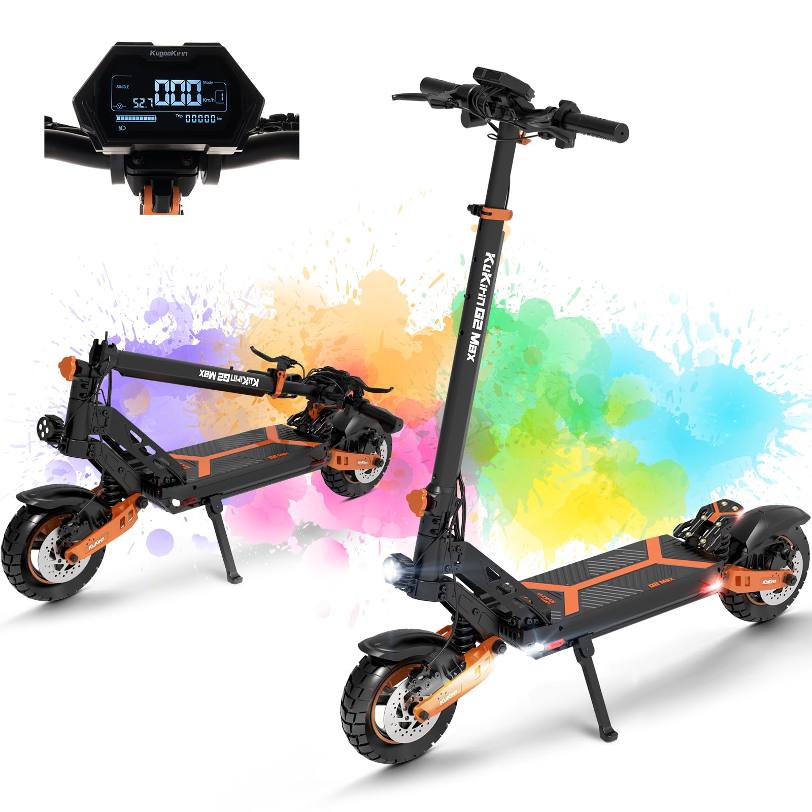 Patinete Eléctrico Adultos Batería 48V/20Ah - Autonomía de 70 KM - 10" Potente Todoterreno Scooter Eléctrico Plegable con Freno de Disco Doble - Doble Suspensión Patín Electrico - G2MAX