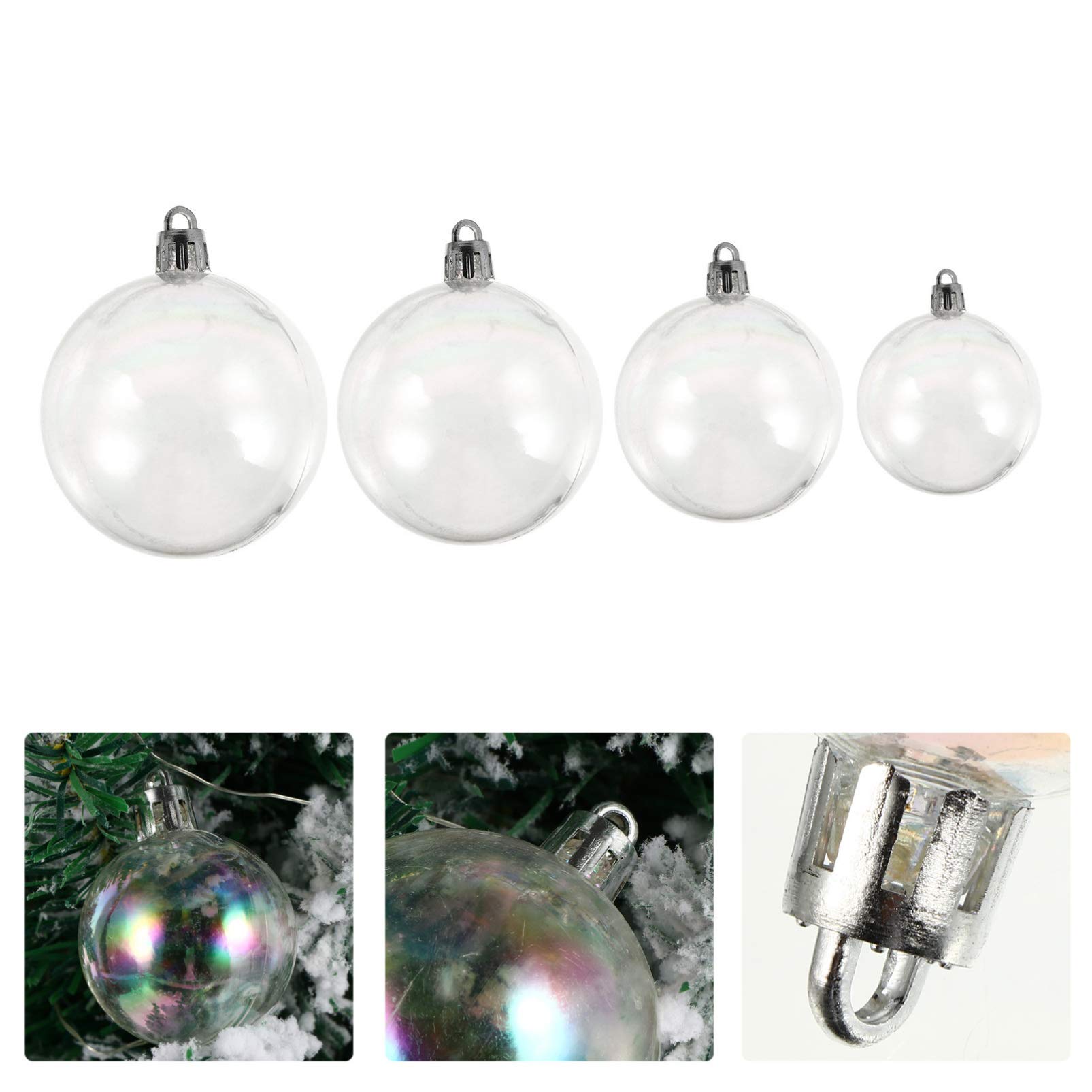 NUOBESTY Lot de 54 Petites Boules De NoëL IriséEs Transparentes pour Sapin De NoëL DéCoration à Suspendre pour FêTe De Mariage
