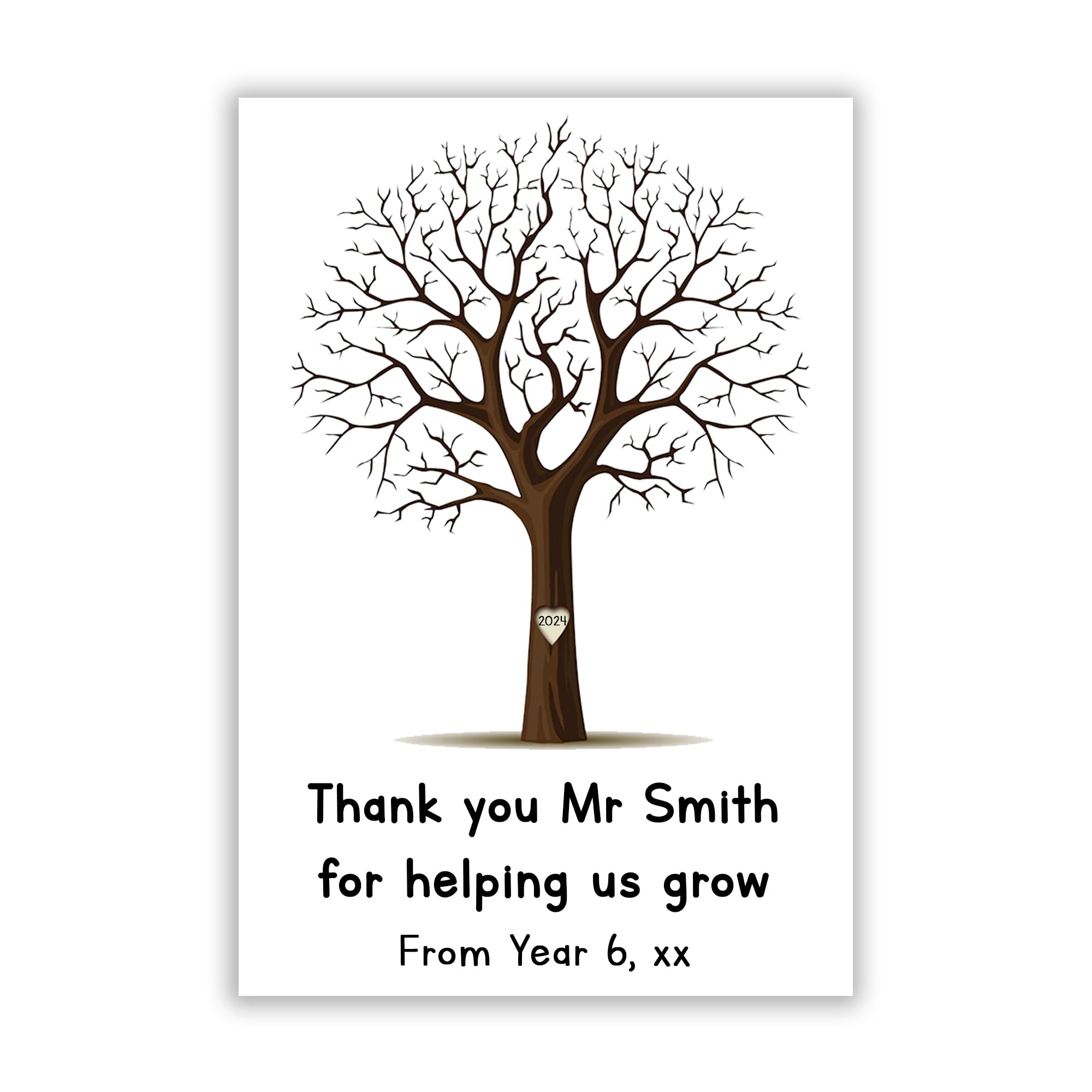 Fuzzy Cactus No Ink Pad Personalised Teacher Thank You For Helping Us Grow Finger Print Tree - A4 Print - Add Teacher Name & Class! (, Print Only)