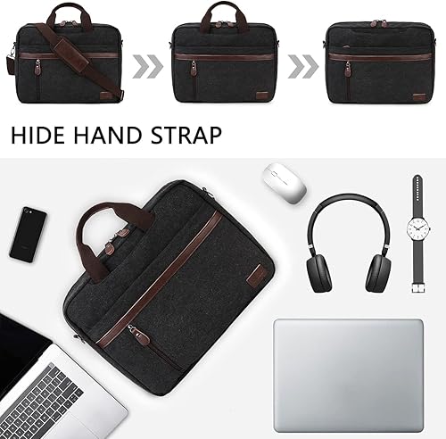 Miniatura 6 de RAVUO Bolsa de mensajero para hombre, resistente al agua de 17.3 pulgadas, maletín de negocios de lona para el trabajo y negocios..