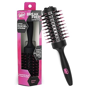 Wet Brush Custom Style Round Brush - for All Hair Types - A Perfect Blow Out with Less Pain, Effort & Breakage - Unique 3-In-One Customizable Barrel