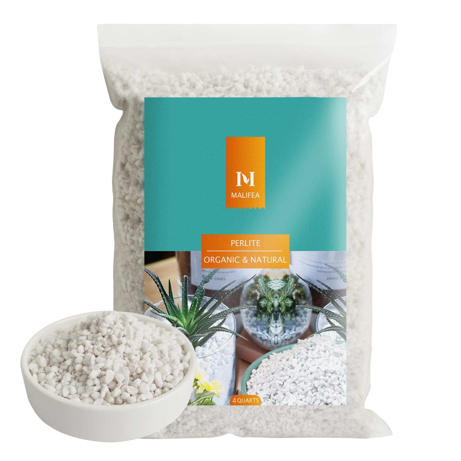 4 QT Organic Perlite for Plants,Natural Horticultural Soil Additive Conditioner Mix,Improve Drainage and Ventilation, Promote Root Growth and Soil Health, Ideal for Potting Mixes