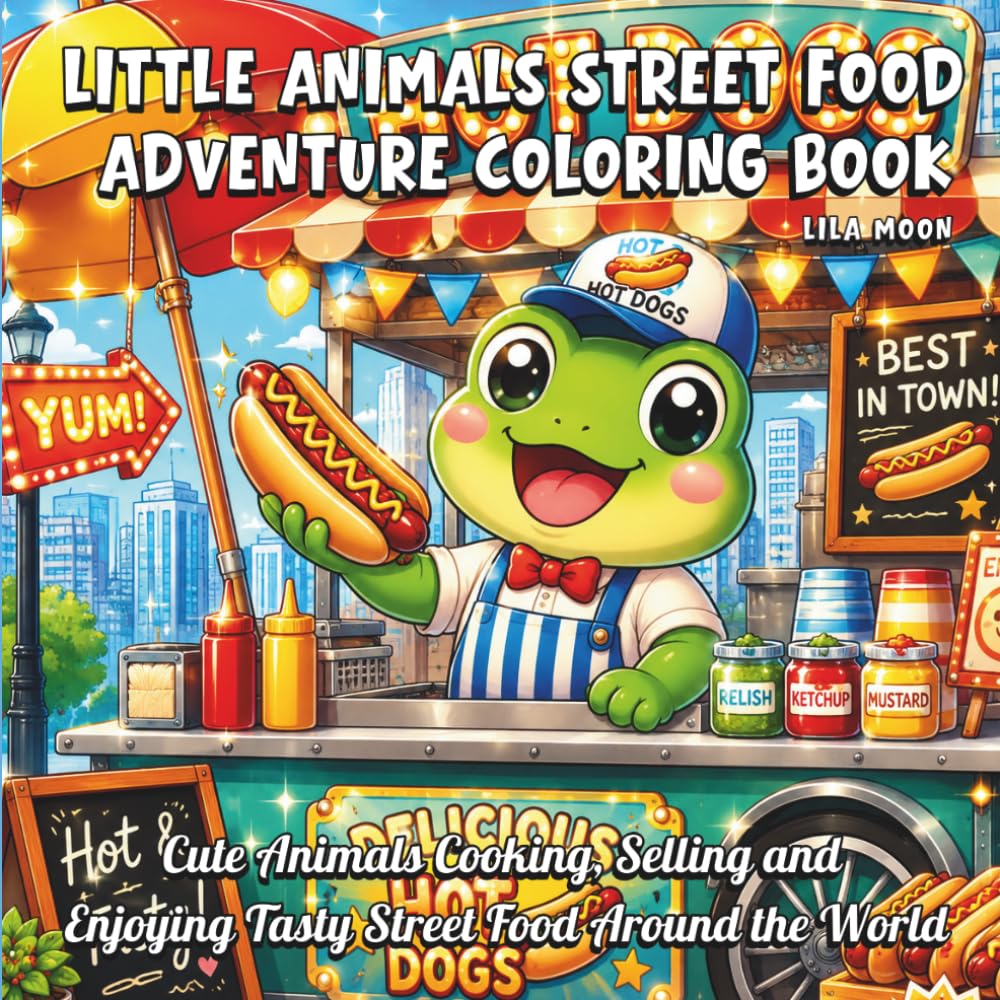 Little Animals Street Food Adventure Coloring Book: Cute Animals Cooking, Selling and Enjoying Tasty Street Food Around the World