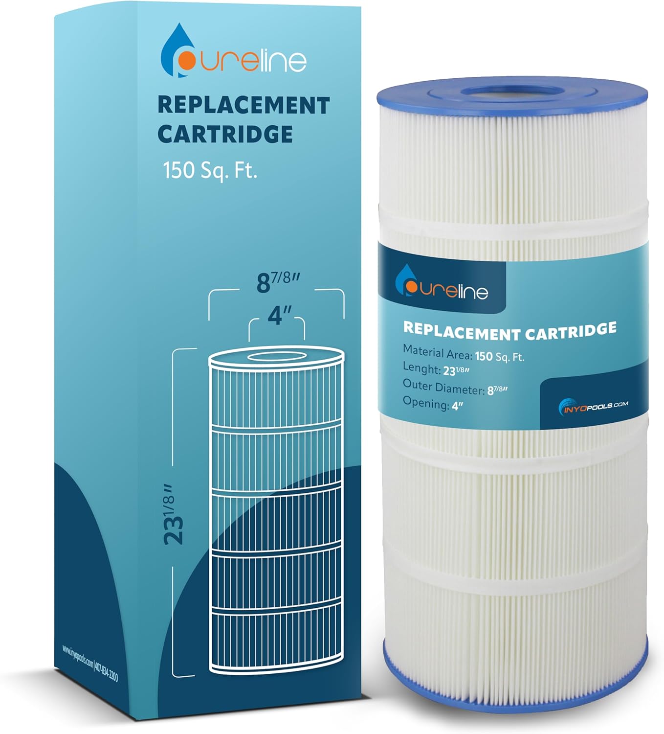 Pureline Pool Replacement Cartridge Filter, 150 Sq Ft