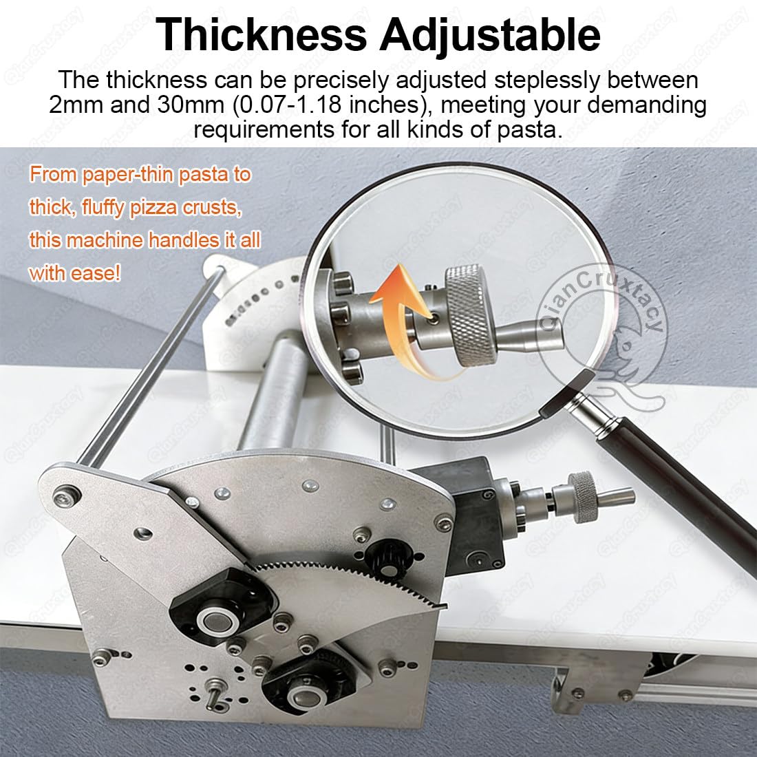 Elektrischer Teigroller, 450 mm, Edelstahl, 2–30 mm, verstellbare Dicke, für Croissants, Pizza, Blätterteig, Fondant, kommerzielle und private Nutzung