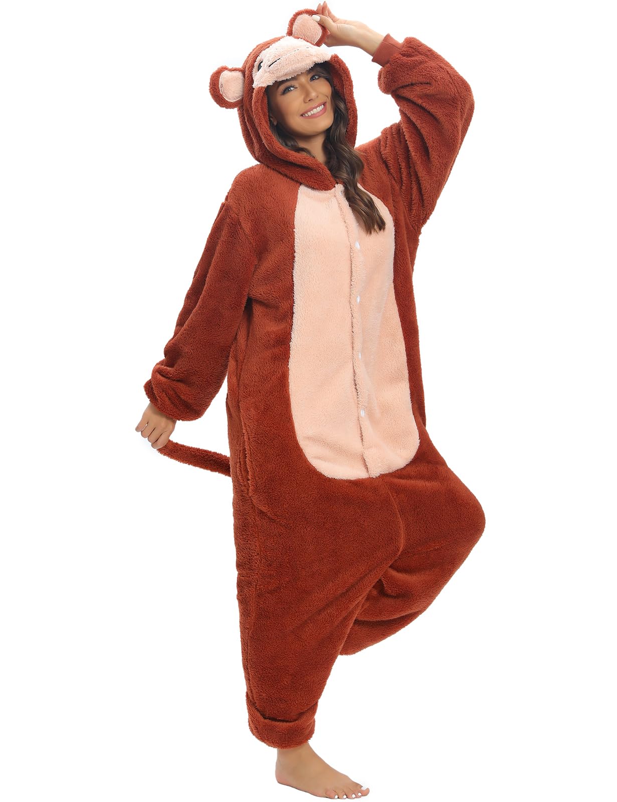 Luojida Pigiama Intero Adulto Cosplay Animale Onesies Morbido e Caldo Pigiama Invernale Pile con Cappuccio e Tasche Tuta Intera in Peluche Ideale Regalo per Costume Carnevale Halloween Natale