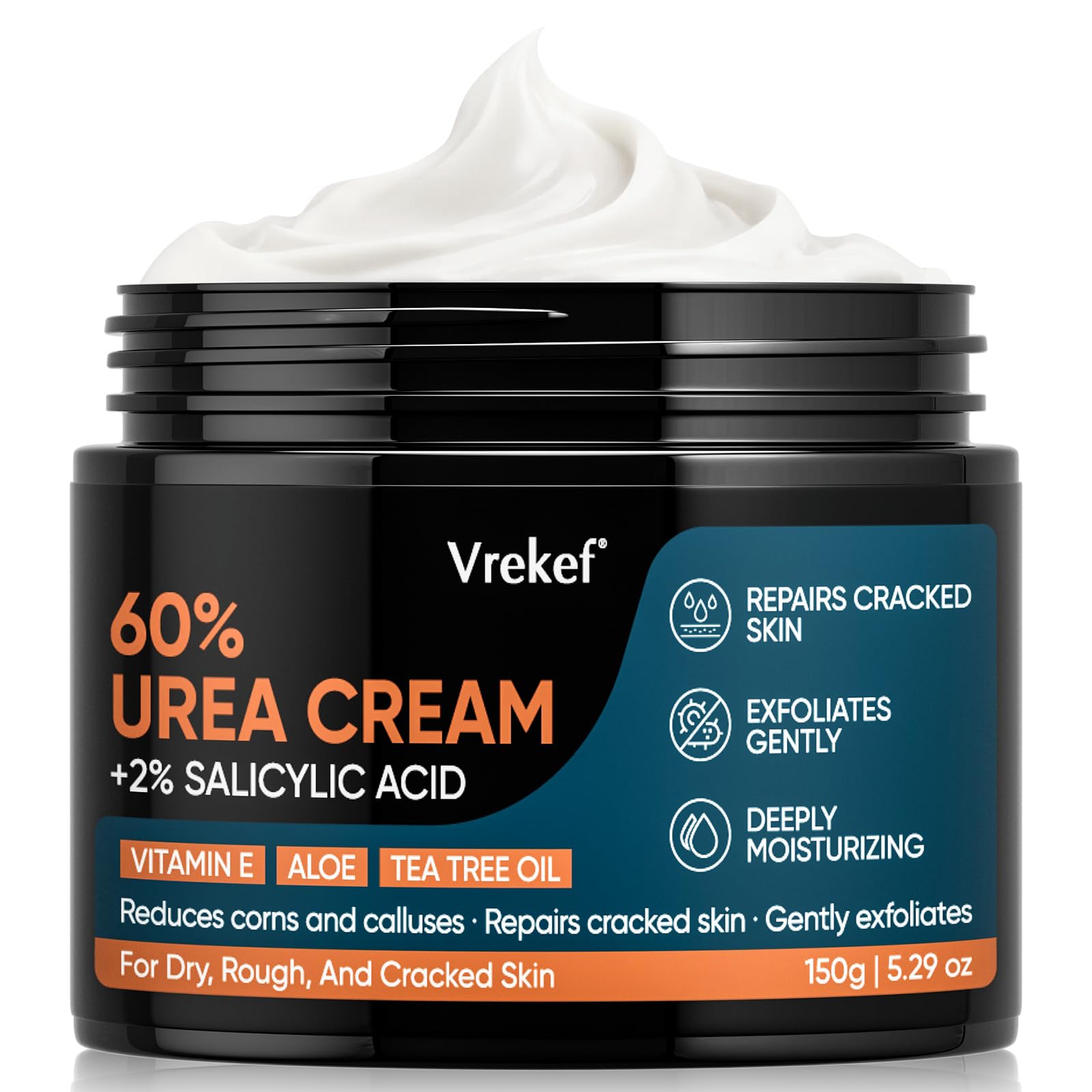Urea Cream 60% with 2% Salicylic Acid, Urea Cream 60 Percent for Feet Maximum Strength, Foot Cream & Callus Remover for Dry Cracked Heels, Rough Thick Skin, Deep Hydration, 5.29 oz