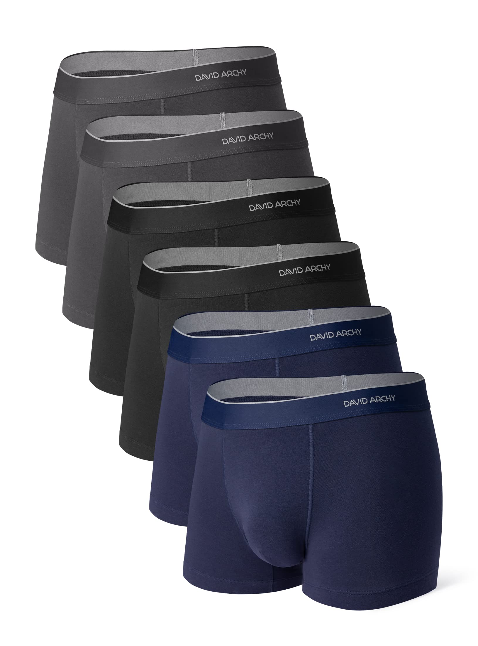 DAVID ARCHYMen's Trunks Underwear Cotton Modal Soft Breathable No Ride Up Pouch Underwear 3,4 or 6 Pack