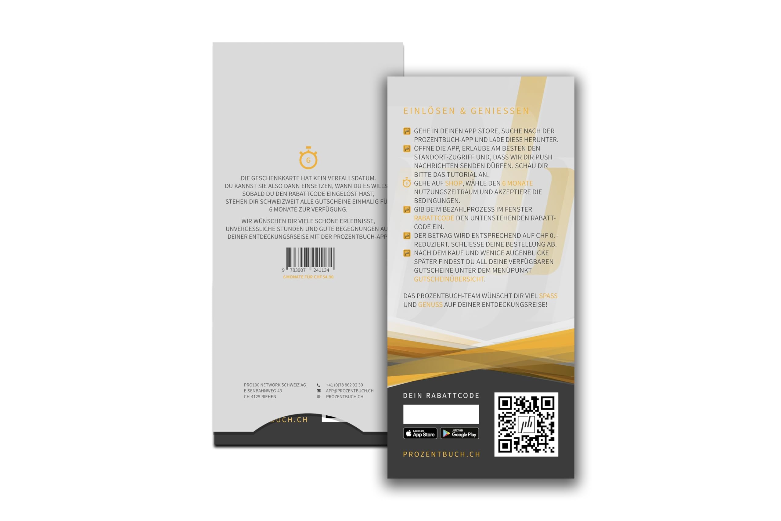 Geschenkkarte für 6 Monate digitales prozentbuch-Abo (gelb)