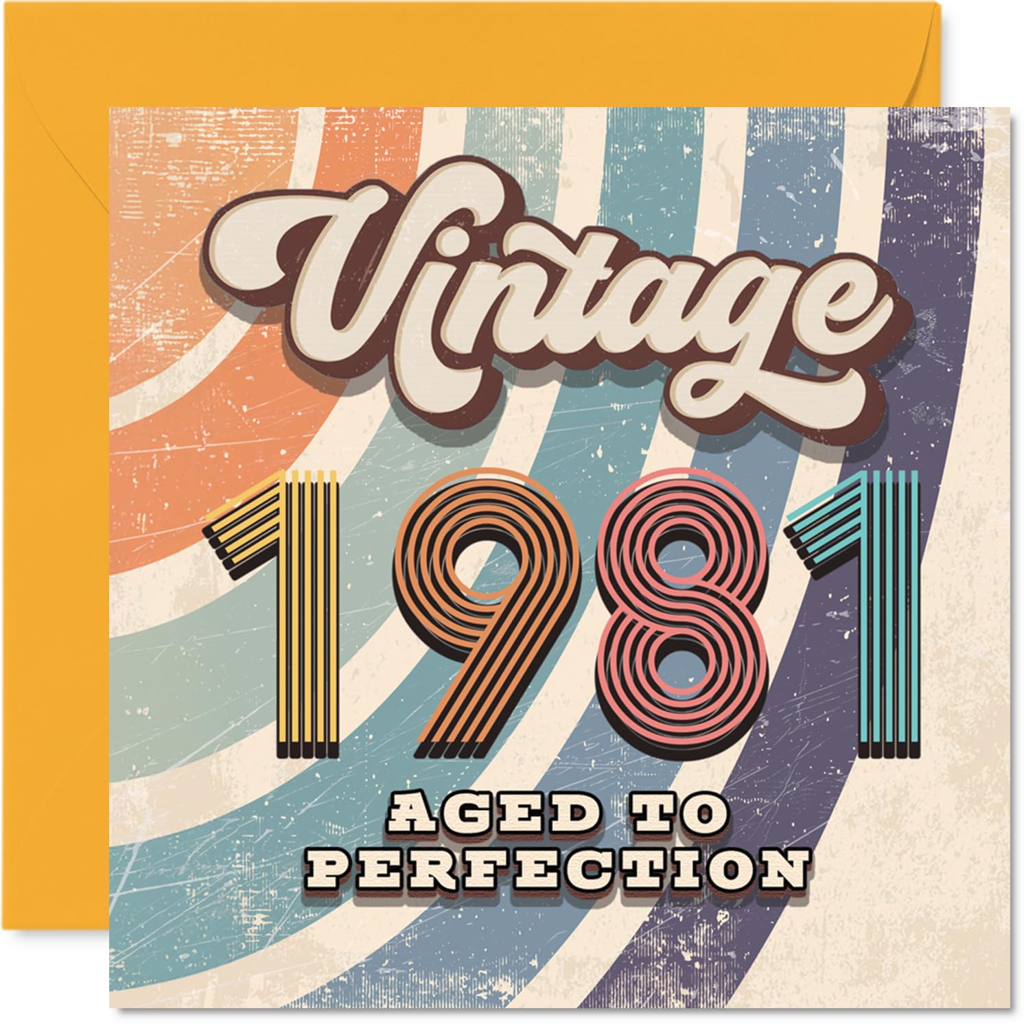 45th Birthday Card for Men Women - Vintage 1981 Aged To Perfection - Happy 45 Birthday Cards for Son Colleague Neighbour Wife Brother Husband, 145mm Bday Greeting Cards